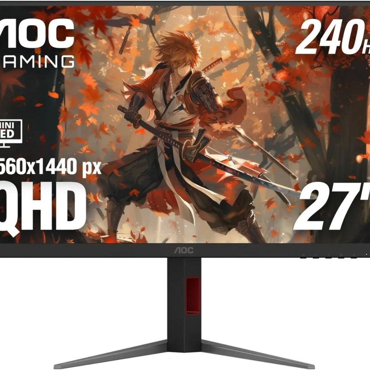 Монитор 27" AOC Q27G4ZMN VA 2560x1440, 240 Гц, 1 мс, 16:9, 450 кд/м² (пиковая 1200 кд/м²), Mini LED, DisplayHDR 1000, HDMI 2.0, DP 1.4, 3.5 Jack, FreeSync, Adaptive-Sync, черный
