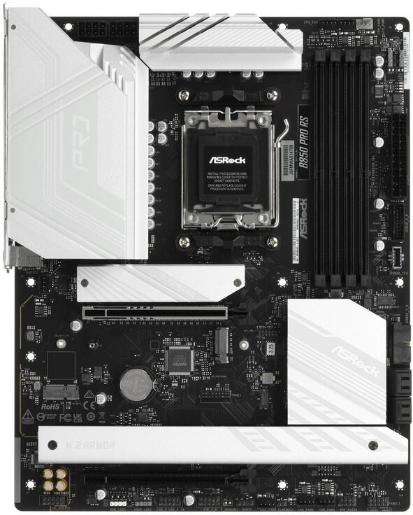 Материнская плата ASRock B850 PRO RS, AM5, AMD B850, 4xDDR5, 4xSATA, 4xM.2, 1xPCIe 5.0 x16, 1xPCIe 4.0 x4, 1xHDMI, 1xUSB-C, 1x2.5Gb LAN, 1xUSB-C 10Gbps, 1xUSB-C 5Gbps, 4xUSB-A 5Gbps, 6xUSB-A 2.0, 3x3.5 мм, 7.1, ATX
