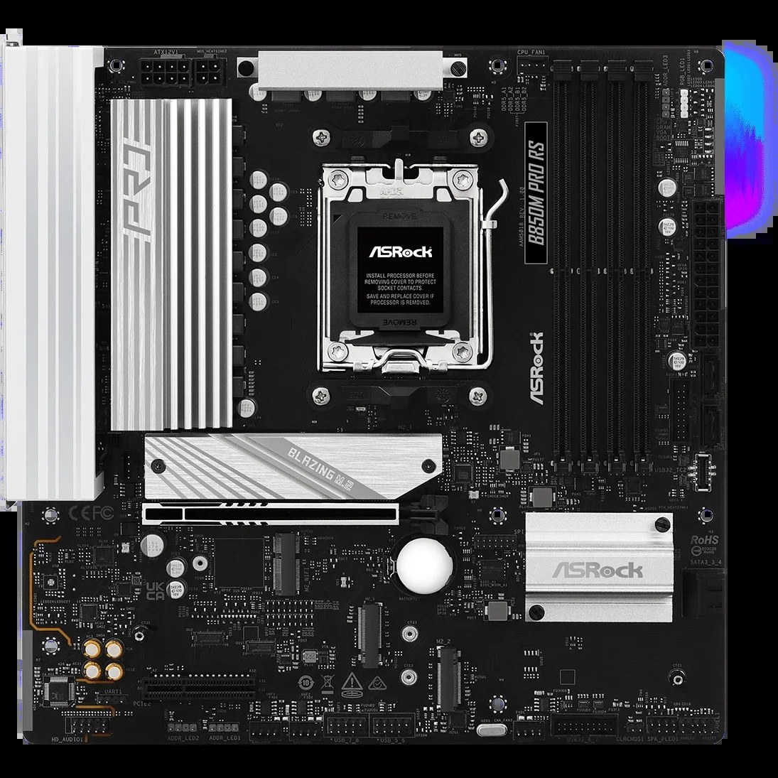Материнская плата ASRock B850M Steel Legend WiFi, AM5, AMD B850, 4xDDR5, 4xSATA, 3xM.2, 1xPCIe 5.0 x16, 1xPCIe 3.0 x4, 1xDP, 1xHDMI, 1x2.5Gb LAN, Wi-Fi 7, Bluetooth 5.4, 1xUSB-C 10Gbps, 1xUSB-A 10Gbps, 2xUSB-A 5Gbps, 4xUSB-A 2.0, 3x3.5 мм, 7.1, mATX