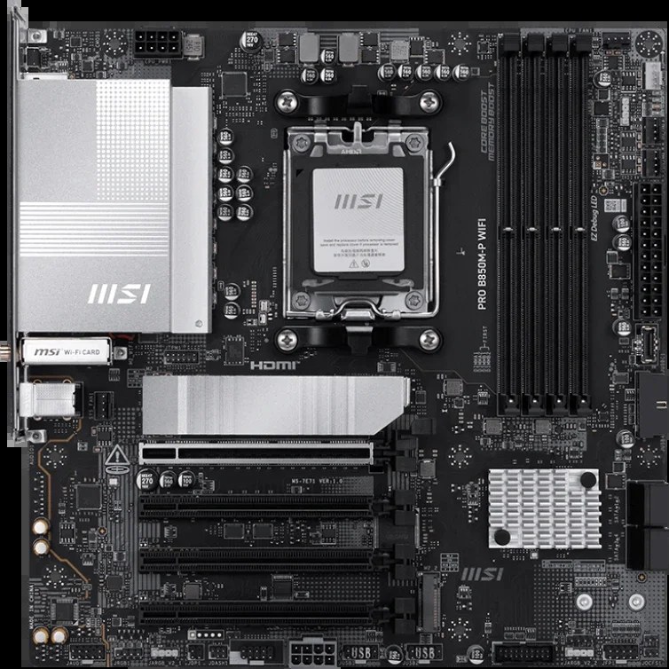 Материнская плата ASRock B850M PRO-A, AM5, AMD B850, 4xDDR5, 4xSATA, 3xM.2, 1xPCIe 5.0 x16, 1xPCIe 3.0 x4, 1xDP, 1xHDMI, 1x2.5Gb LAN, 1xUSB-C 10Gbps, 1xUSB-A 10Gbps, 2xUSB-A 5Gbps, 4xUSB-A 2.0, 3x3.5 мм, 7.1, mATX