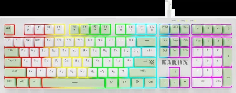 Клавиатура Defender Karon GK-129 проводная, USB Type-A, белый/зеленый