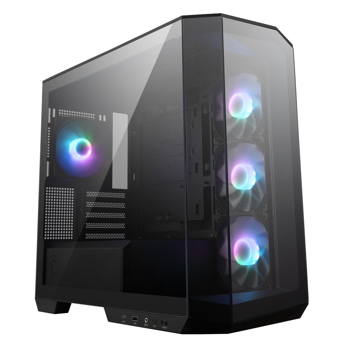 Компьютерный корпус без блока питания Case MSI MAG PANO M100R PZ, Mini-Tower, TG, 4x120мм ARGB, 1xUSB 3.2, 1xUSB 3.2 Type-C, mATX, mITX черный