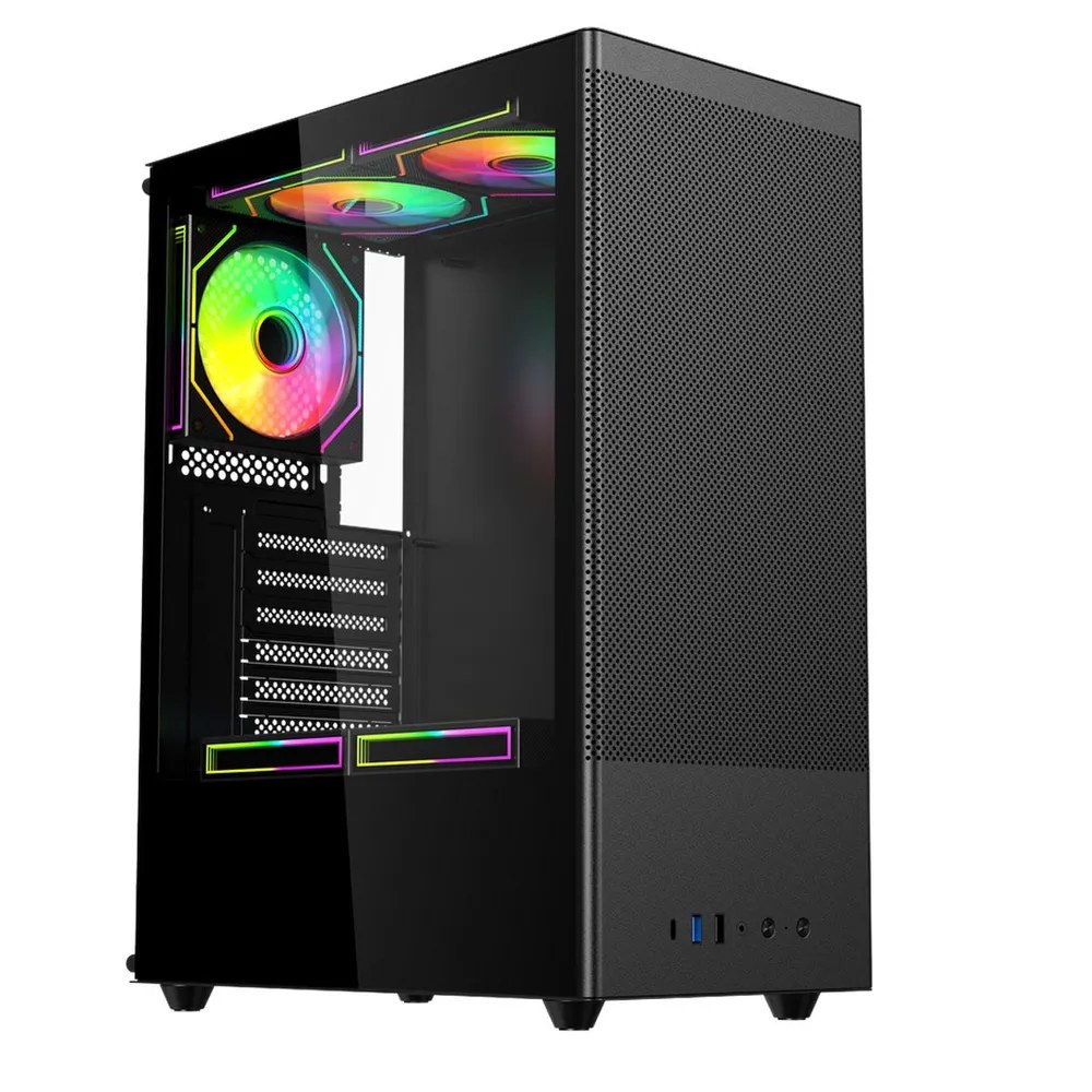 Компьютерный корпус ACD Citadel 108B ATX, Type-C + 2XUSB ports + HD audio combo, Mesh, TG, черный.