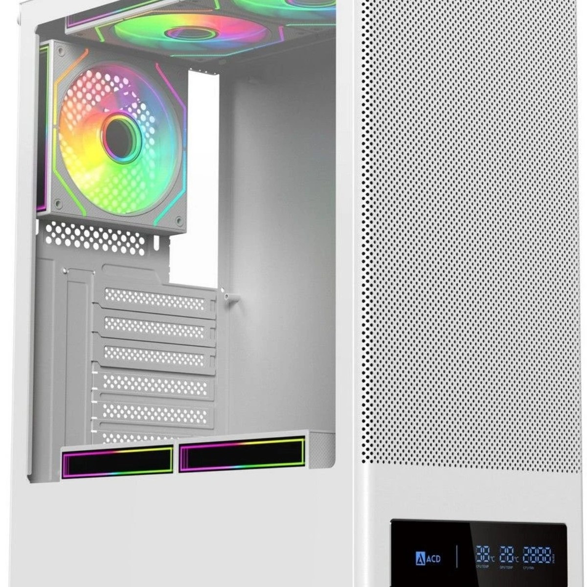 Компьютерный корпус ACD Citadel 108DW ATX, Type-C + 2 X USB ports + HD audio combo, Mesh, TG, белый
