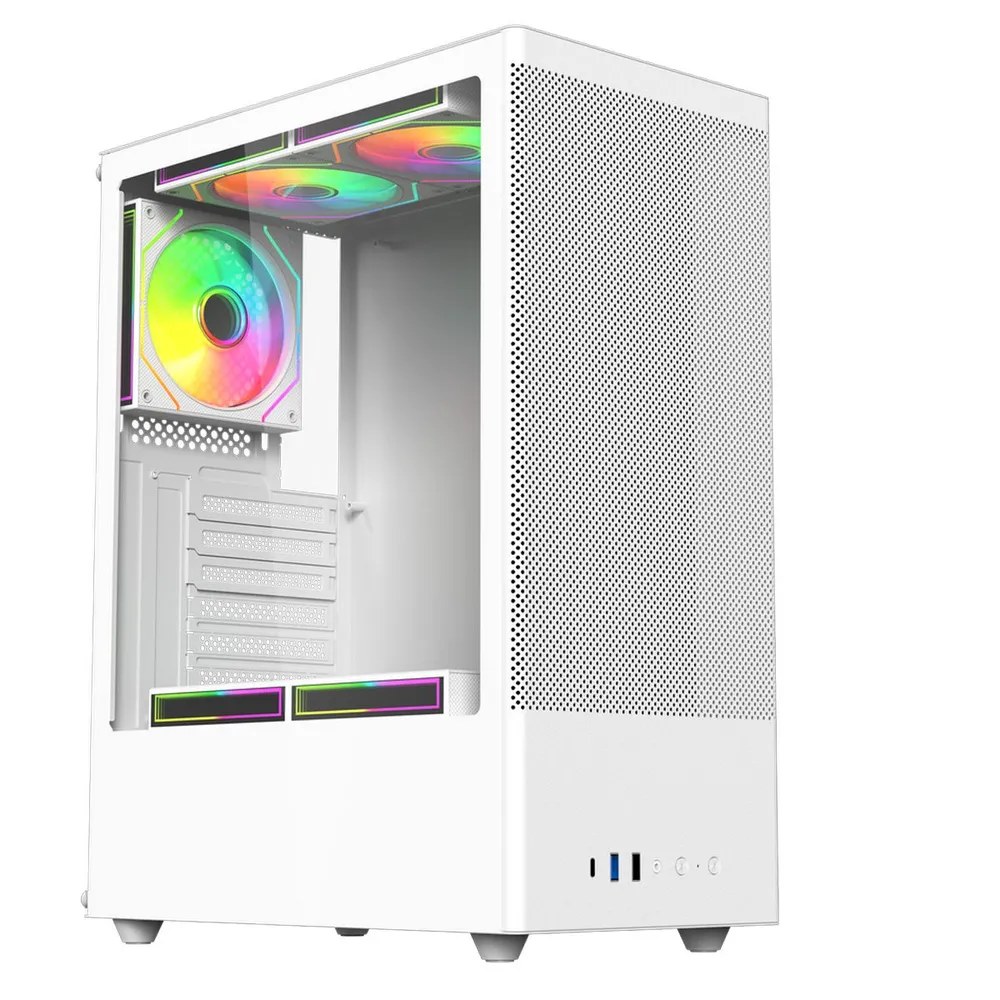 Компьютерный корпус ACD Citadel 108W ATX, Type-C + 2XUSB ports + HD audio combo, Mesh, TG, белый
