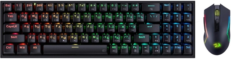 Комплект клавиатура+мышь Redragon S136 беспроводной, USB + Bluetooth, 8000 DPI, чёрный