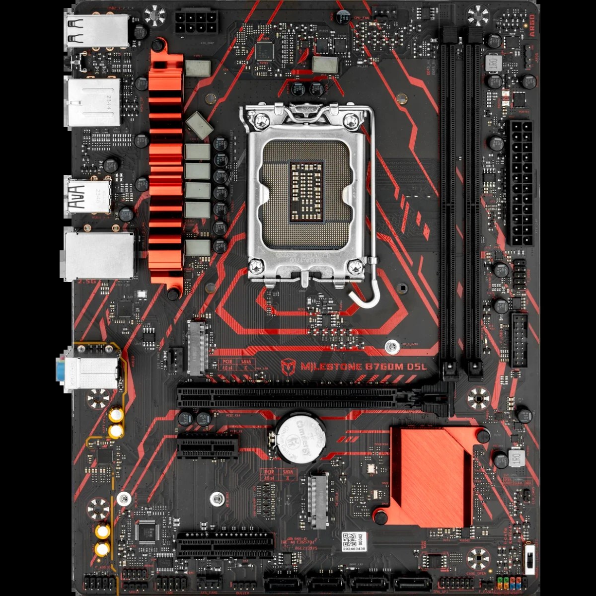 Материнская плата MAXSUN MS-Milestone B760M D5L V2, LGA1700, Intel B760, 2xDDR5, 4xSATA, 2xM.2, 1xPCIe 4.0 x16, 1xPCIe 3.0 x4, 1xPCIe 3.0 x1, 1xHDMI, 1xDP, 1x2.5Gb LAN, 4xUSB-A 5Gbps, 4xUSB-A 2.0, 3x3.5 мм, 5.1, mATX