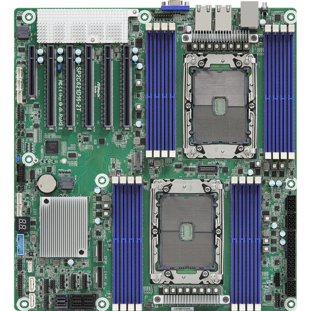 Материнская плата ASRock SP2C621D16-2T, LGA4189, Intel C621A, 16xDDR4, 14xSATA, 1xM.2, 5xPCIe x16, VGA, 2x2.5Gb LAN, EEB