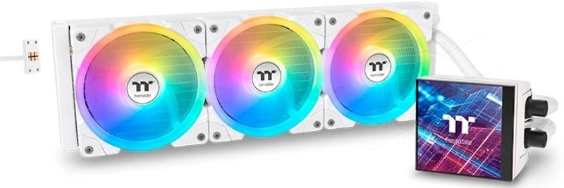 Система жидкостного охлаждения Thermaltake MAGFloe 420 Ultra Snow ARGB Soc-AM5/AM4/1200/1700/1851 белый 4-pin 34.5dB Al+Cu LCD Ret (CL-W452-PL14SW-A)