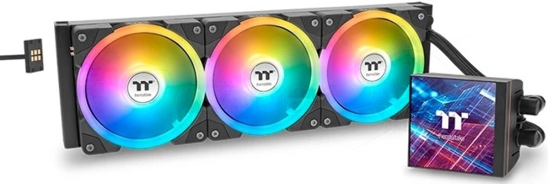 Система жидкостного охлаждения Thermaltake MAGFloe 420 Ultra ARGB Soc-AM5/AM4/1200/1700/1851 черный 4-pin 34.5dB Al+Cu LCD Ret (CL-W451-PL14SW-A)