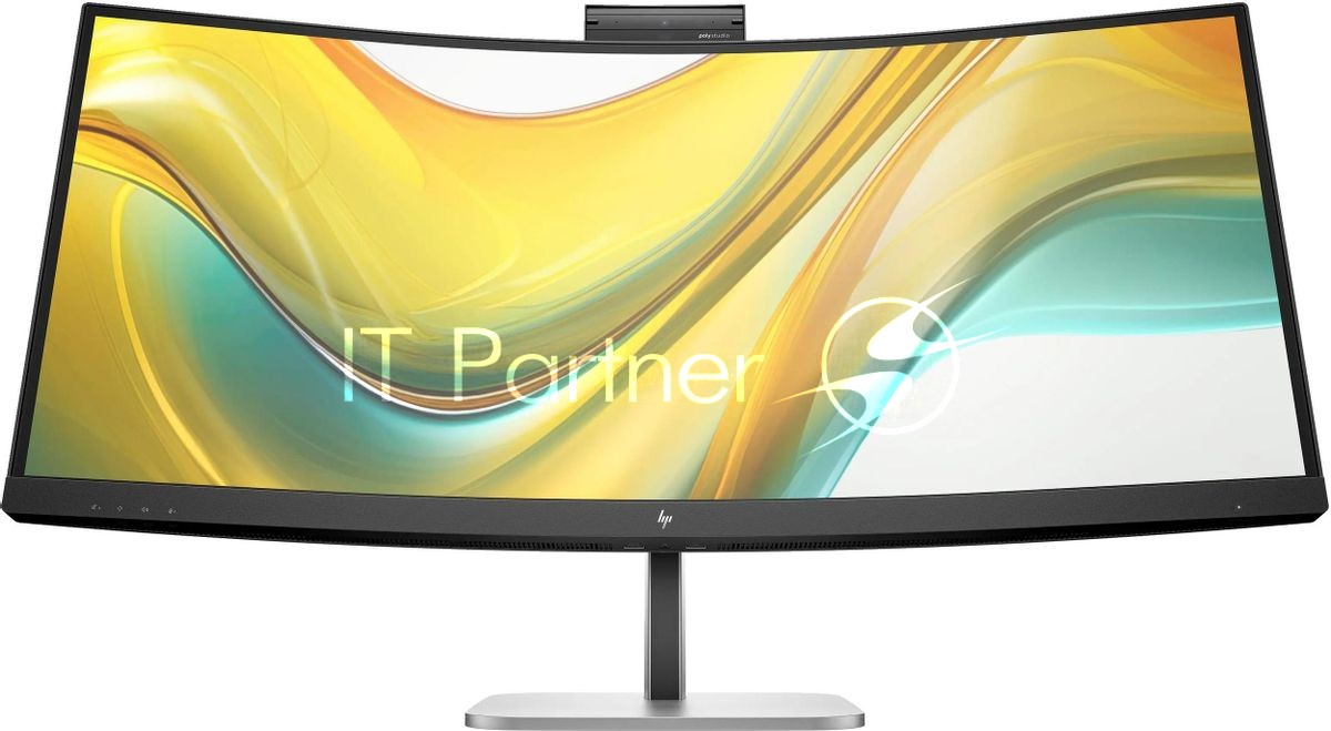Монитор 34" HP 534pm VA 3440x1440, 100 Гц, 5 мс, 21:9, 400 кд/м², HDMI, DisplayPort, USB-C (100 Вт), веб-камера 5 Мп, встроенные динамики, KVM-модуль, датчик освещения, изогнутый экран 1500R, Flicker Free, черный и серебристый