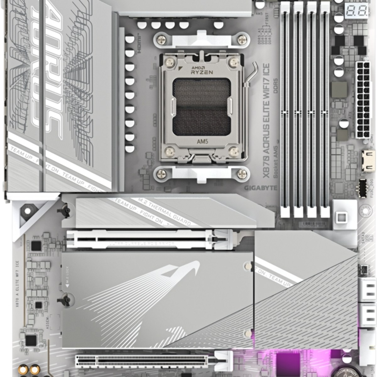 Материнская плата Gigabyte X870 A ELITE X ICE Socket AM5 AMD X870 4xDDR5 ATX AC`97 8ch(7.1) 2.5Gg RAID+HDMI