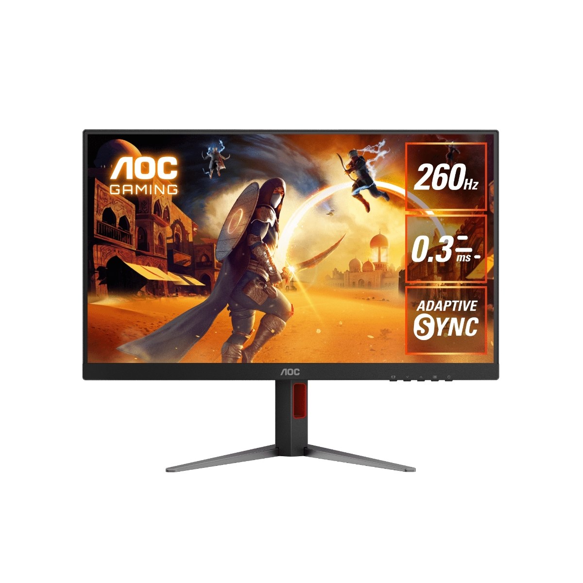 Монитор 27" AOC Q27G4Z IPS 2560x1440, 260 Гц, 1 мс, 16:9, 350 кд/м², HDMI 2.0, DP 1.4, 3.5 Jack, FreeSync, Flicker-Free, VESA 100x100, черный/красный
