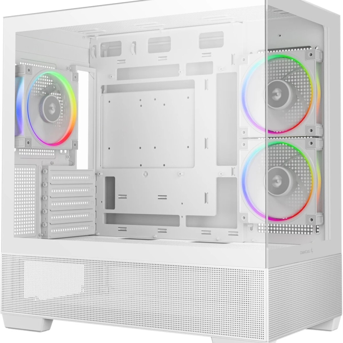 Компьютерный корпус Deepcool CG380 3F WH без БП, боковое окно (панорама), 3x120мм ARGB PWM вентилятора, белый, mATX