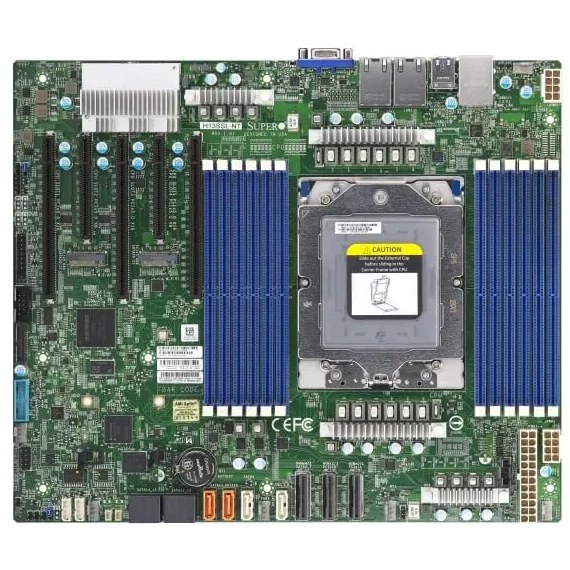 Материнская плата Supermicro MBD-H13SSL-NT-B, ATX, 1xSP5 AMD EPYC 9004/9005, 12x DIMM DDR5 6000 MT/s, AST2600, 8x SATA3, 3x PCIe 5.0 x16 slots, 2x PCIe 5.0 x8 slots, 2x M.2 PCIe 5.0 x4 SATA/NVMe (M-key 2280/22110), 2x 10Gbase-T LAN Ports via Broadcom BCM57416