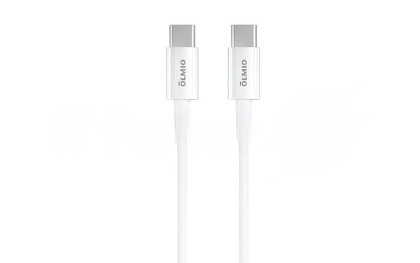 Кабель OLMIO Type-C - Type-C, 2м, 60W, 3A, белый