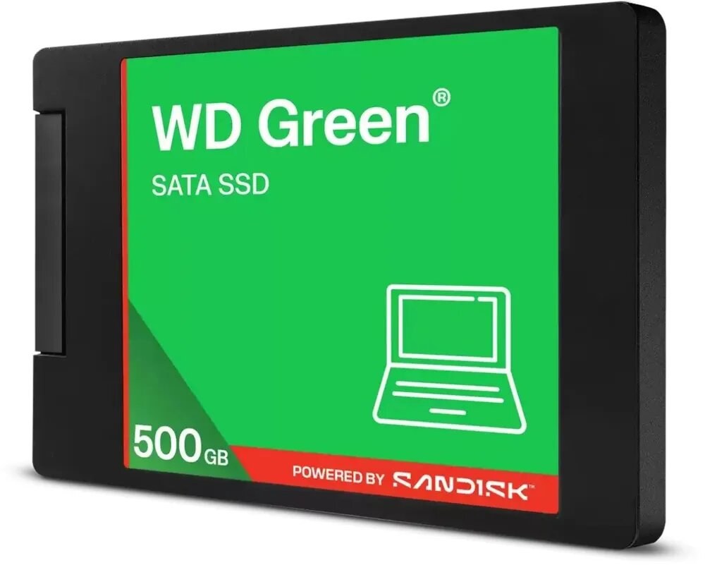 Накопитель SSD 500Gb WD Green, 2.5", SATA III, R/W - 545/510 MB/s 3D-NAND TLC