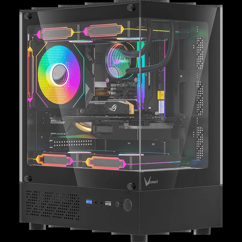 Компьютерный корпус MiniTower AeroCool/Formula Crystal Z1CM PLUS AR black (mATX, без БП, USB Type-A+USB Type-C) (Crystal Z1CM Plus Black AR)