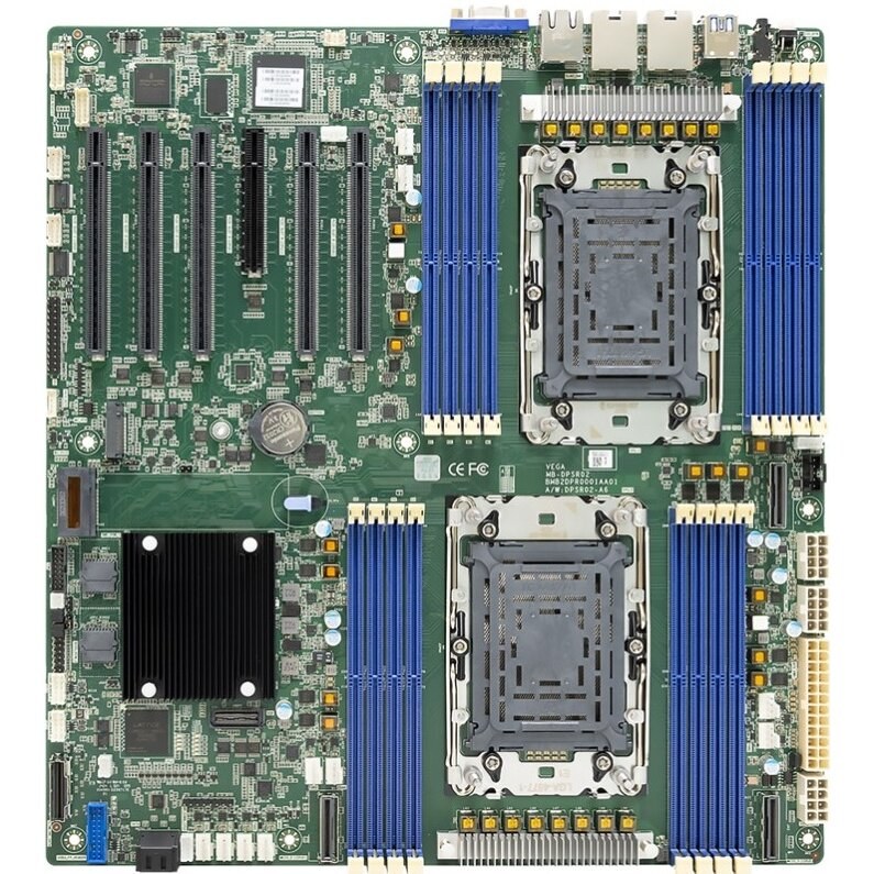 Серверная материнская плата AIC Vega, 2xLGA4677, Intel C741, 16xDDR5, 2xSATA, 2xM.2, 5xPCIe 5.0 x16, 1xVGA, 2x1Gb LAN, IPMI, 2xUSB-A 5Gbps, EATX