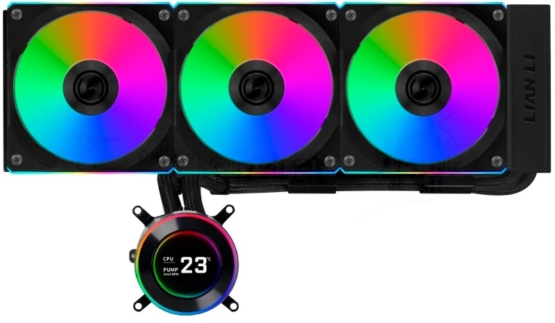 Система жидкостного охлаждения Lian Li HydroShift II LCD-C 360CL Black, 360 мм, 3x120 мм, 200-2600 об/мин, 31 дБ, 4-pin PWM, ЖК-дисплей, ARGB, черный