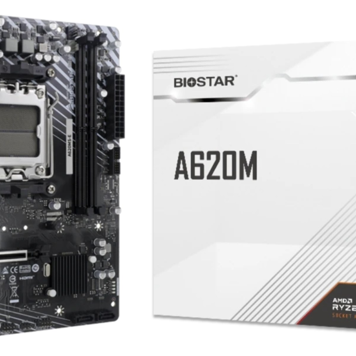 Материнская плата Biostar A620MS-E, AM5, AMD A620A, 2xDDR5, 2xSATA, 1xM.2, 1xPCIe 4.0 x16, 1xPCIe 3.0 x1, 1xHDMI, 1xDP, 1x1Gb LAN, 4xUSB-A 5Gbps, 2xUSB-A 2.0, 7.1, mATX