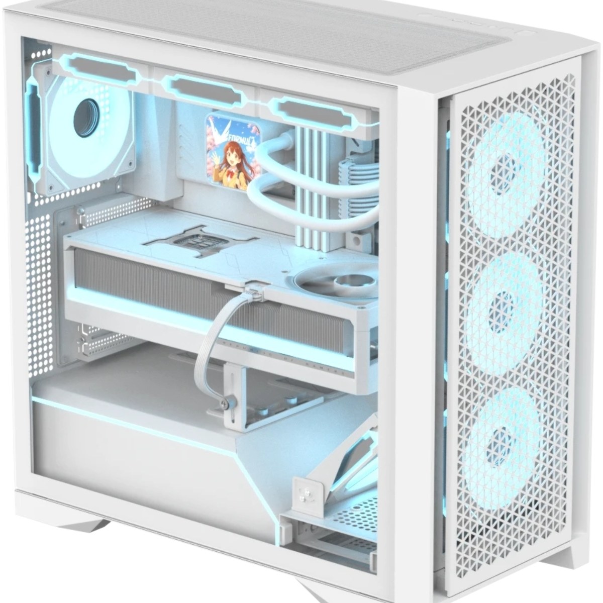 Компьютерный корпус AeroCool/Formula V Line Air Power G8 White, ATX, Dual Front Panels, TYPE-C*1, USB3.0*1