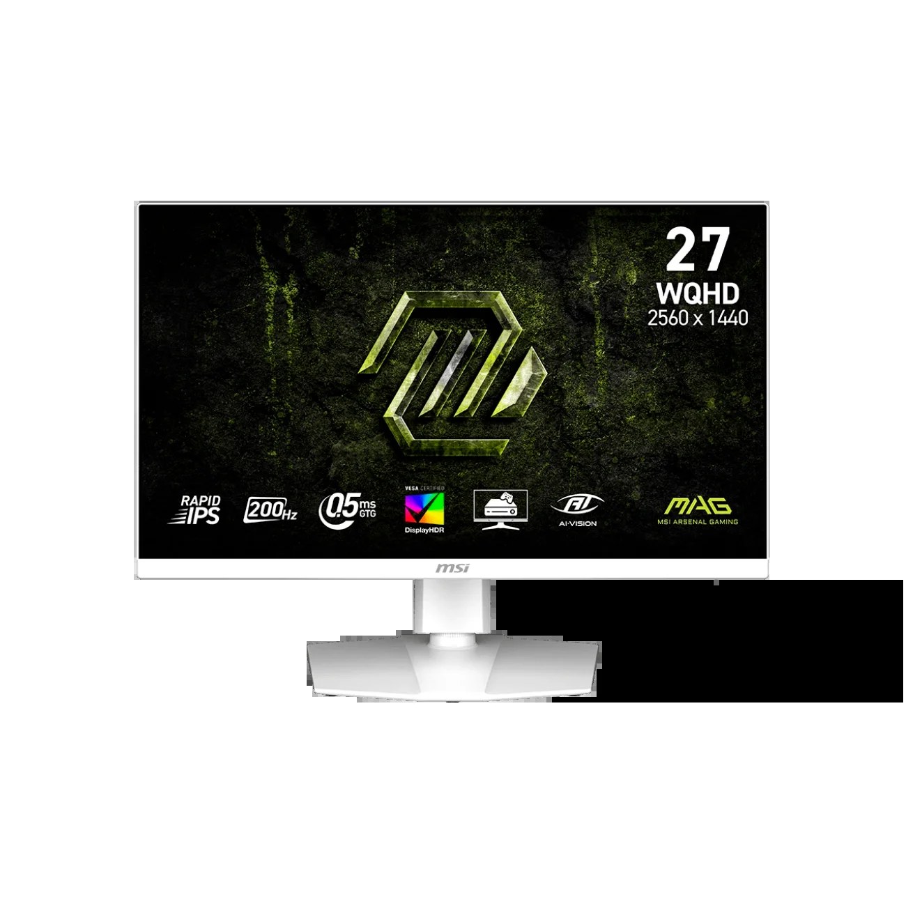 Монитор 27" MSI MAG 274QRFW E20 Rapid IPS 2560x1440, 200 Гц, 1 мс, 16:9, 400 кд/м², 2xHDMI 2.0b, DP 1.4a, USB-C, 3.5 Jack, HDR10, FreeSync, белый
