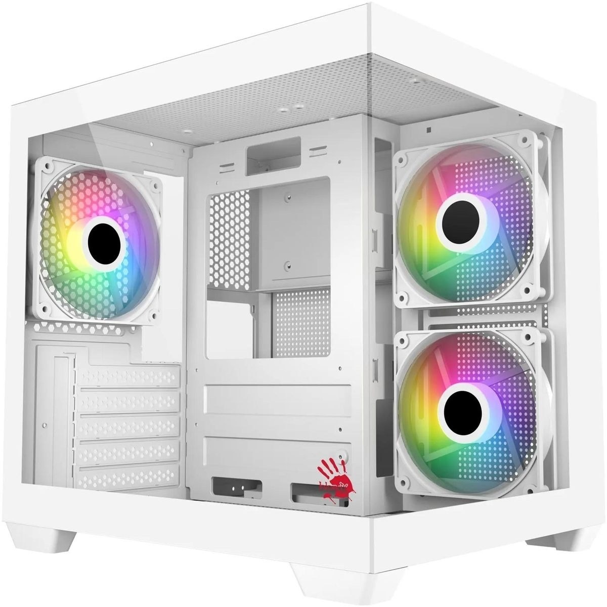 Компьютерный корпус Bloody CC-121 белый без БП mATX 7x120мм 1xUSB2.0 1xUSB3.0 audio
