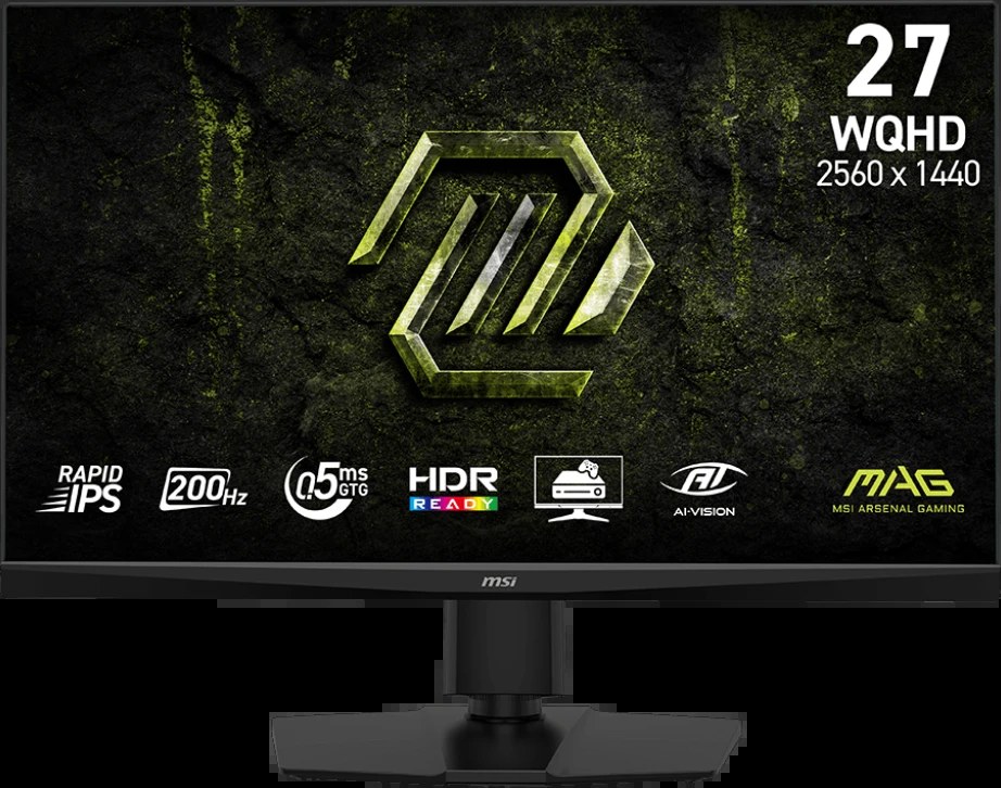 Монитор 27" MSI MAG 272QPF E20 Rapid IPS 2560x1440, 200 Гц, 0.5 мс, 16:9, 300 кд/м², 2xHDMI 2.0b, DP 1.4, USB-C (15 Вт), 3.5 Jack, HDR10, Adaptive-Sync, черный