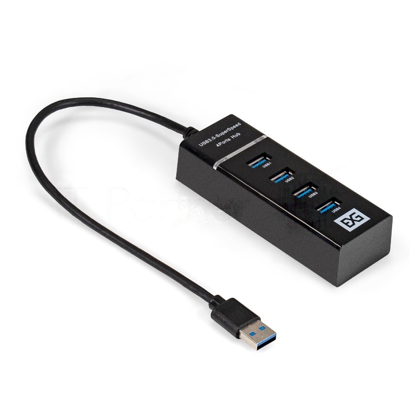 USB-концентратор 4-в-1 ExeGate DUB-331T (кабель-адаптер USB3.0 --> 3xUSB2.0, 1xUSB3.0, Plug&Play, черный)
