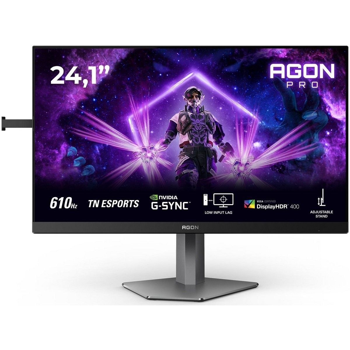 Монитор 24.1" AOC AGON PRO AG246FK6 TN 1920x1080, 540 Гц, 0.5 мс, 16:9, 400 кд/м², 2xHDMI 2.0, DP 1.4, 3.5 Jack, USB Hub (4x USB), HDR10, FreeSync Premium, черно-серый