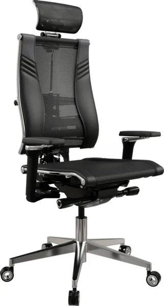 Кресло руководителя Метта Yoga 4DT B2-15D - YM93+Infinity+carbon черный сетка/кожа с подголов. крестов. алюминий хром (комплект 1 шт)