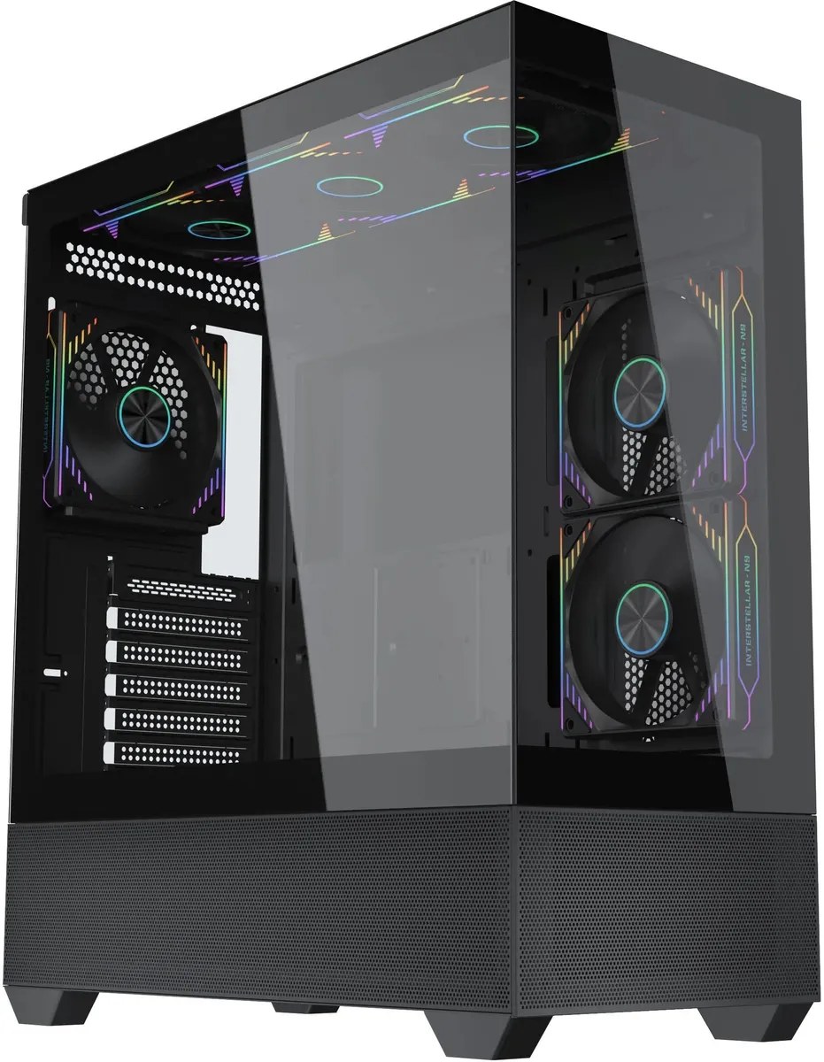 Компьютерный корпус Accord ACC-EL1B TG черный без БП ATX 2xUSB2.0 1xUSB3.1 audio