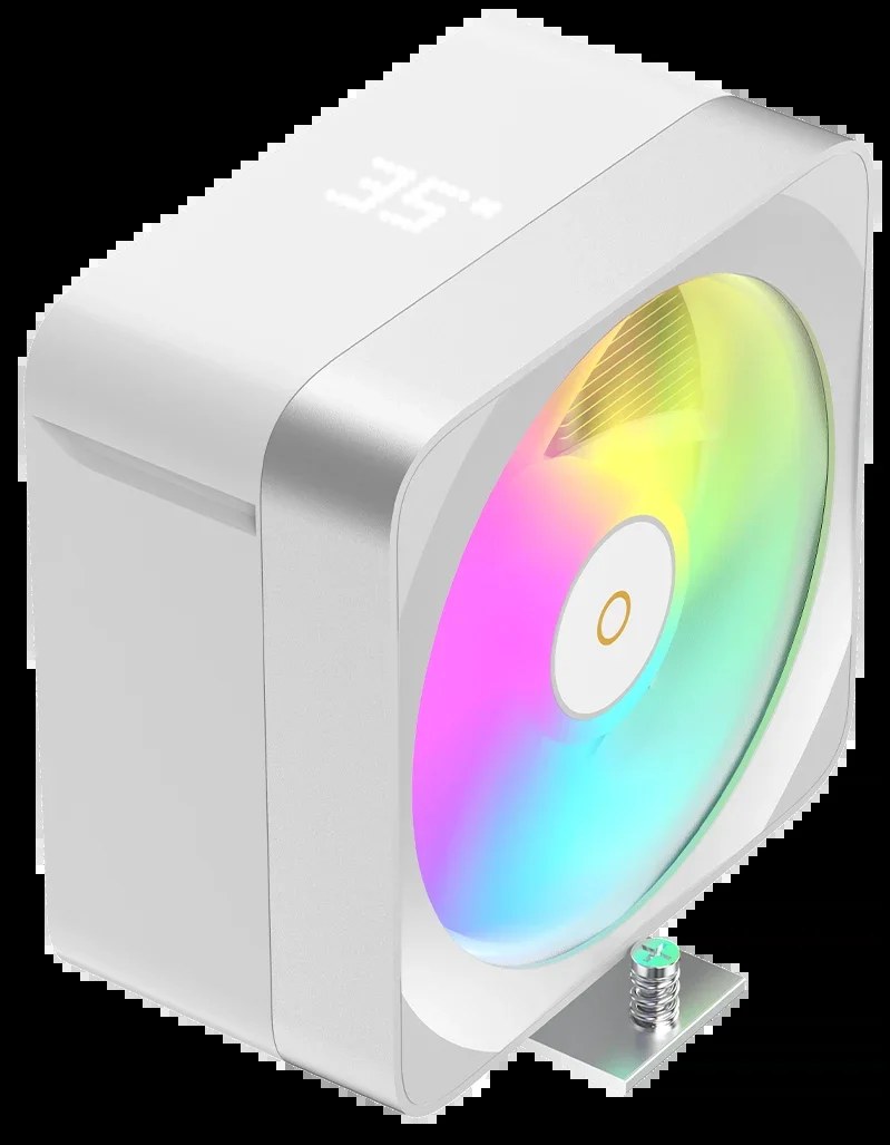 Кулер для процессора Ocypus Delta A40 EX WH Digital, 120мм ARGB FAN, Top Display Panel, 4 HEAT PIPES, 4-PIN PWM, 500-1800 RPM, 29DBA, HYDRO BEARING, LGA115X/1200/1700/18XX, AM4/AM5