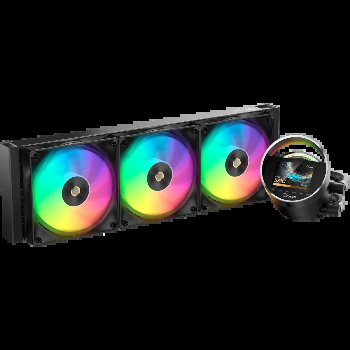 Система охлаждения Ocypus Sigma L36 BK ARGB, 360мм, LCD Pump 2.4", 3x120мм ARGB fans, LGA115X/1200/1700/18XX, AM4/AM5
