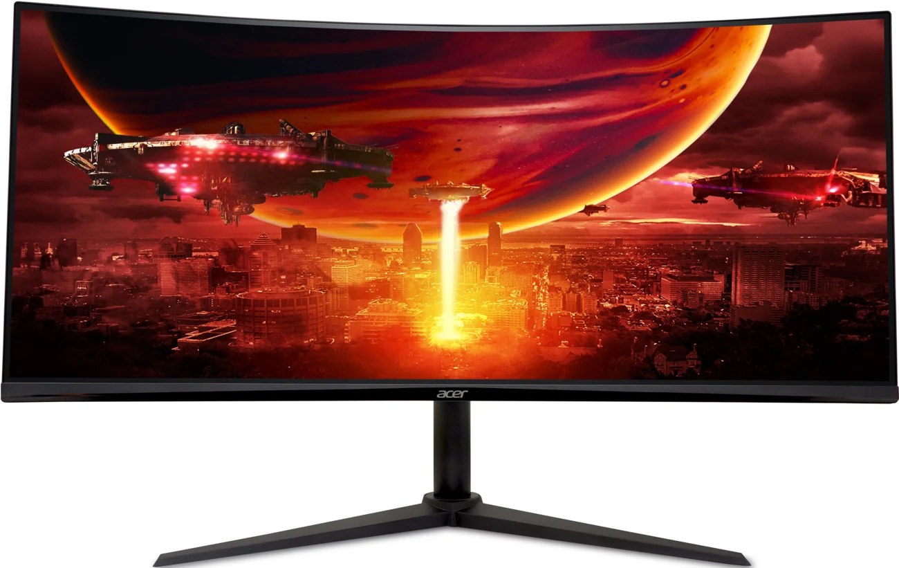 Монитор 34" Acer Nitro ED340CURW0biip VA 3440x1440, 240 Гц, 1 мс, 21:9, 250 кд/м², 2xHDMI 2.1, DP 1.4, HDR10, FreeSync Premium, изогнутый экран (1500R), черный