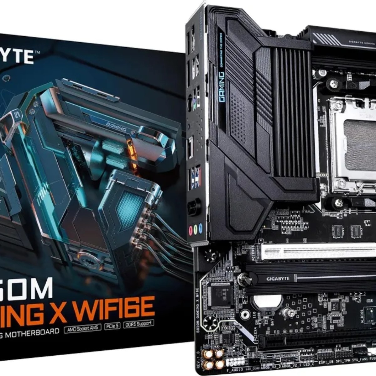 Материнская плата MSI B850M GAMING WIFI6E, AM5, AMD B850, 2xDDR5, 4xSATA, 2xM.2 (PCIe 5.0/4.0), 1xPCIe 4.0 x16, 1xPCIe x1, 1xHDMI, 1xDP, 1x2.5Gb LAN, Wi-Fi 6E, Bluetooth 5.3, 1xUSB-C 10Gbps, 3xUSB-A 10Gbps, 3xUSB-A 5Gbps, 2xUSB-A 2.0, 3x3.5 мм, 7.1, чёрный/серебристый, mATX
