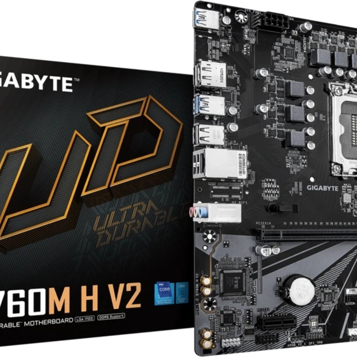 Материнская плата Gigabyte B760M-H V2, LGA 1700, Intel B760, 2xDDR5, 4xSATA, 1xM.2, 1xPCIe 4.0 x16, 1xPCIe x1, 1xHDMI, 1xDP, 1x1Gb LAN, 3xUSB-A 5Gbps, 4xUSB-A 2.0, 3x3.5 мм, 7.1, mATX