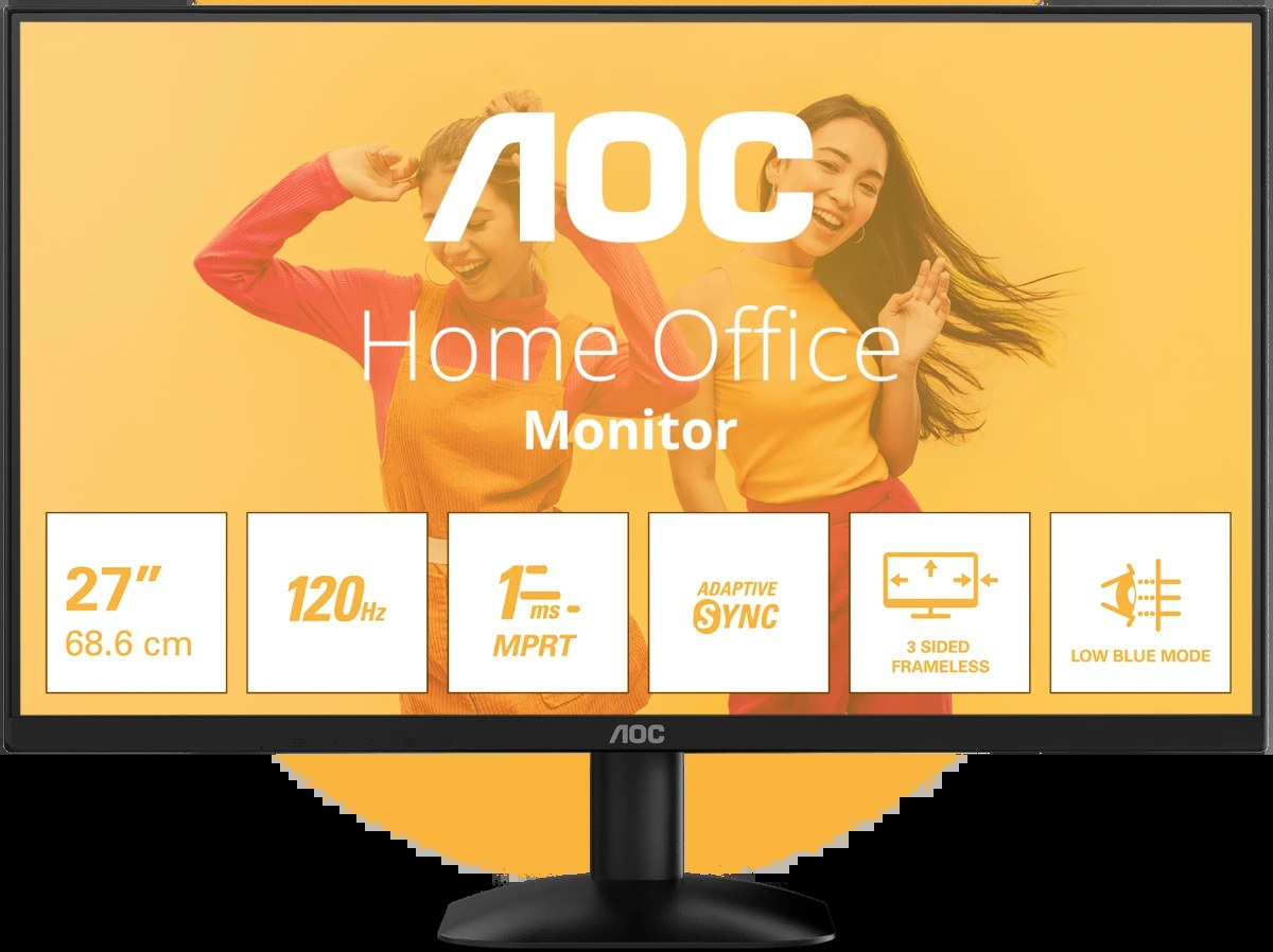 Монитор 27" AOC 27B35HM VA 1920x1080, 100 Гц, 4 мс (1 мс MPRT), 16:9, 250 кд/м², VGA, HDMI 1.4, HDR10, Adaptive-Sync, черный