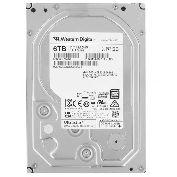 Серверный HDD WD Ultrastar DC HA340 6TB WUS721206BLE6L4 (SATA 3.5"/7200/256Mb/6Gbs)