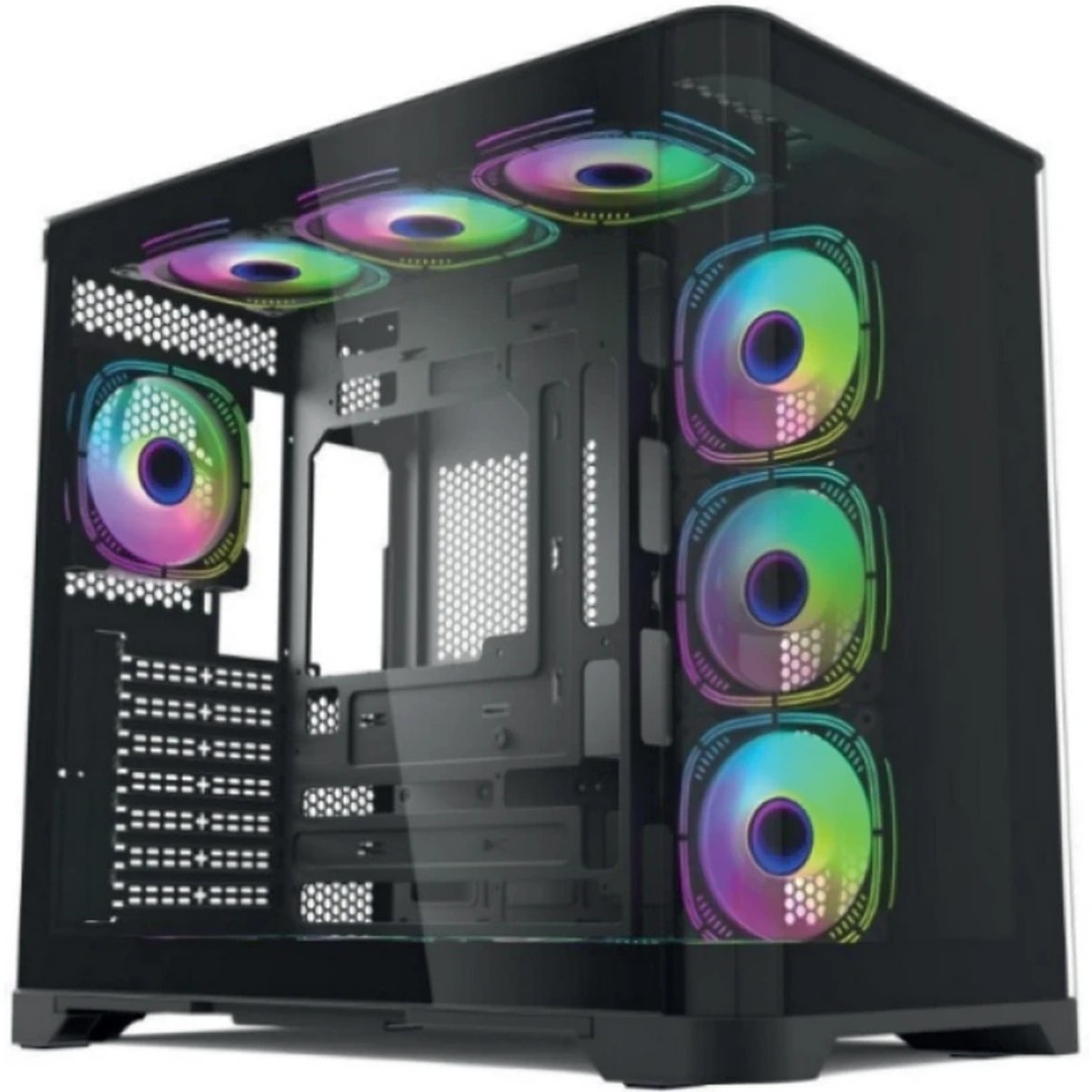 Компьютерный корпус Forza Forza FZ-G42B Seaview TG ATX Case, black, w/o psu, Curved Tempered glass front panel, 1x3,5", 3x2,5
