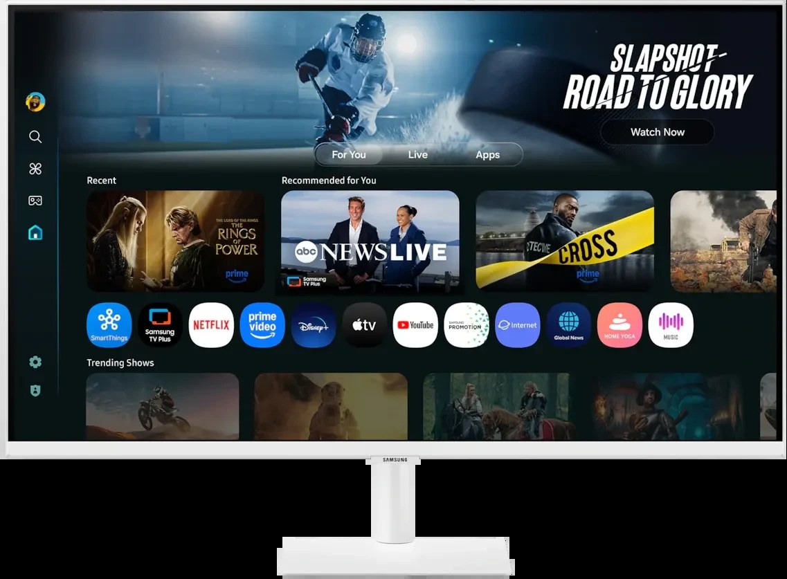 Монитор 32" Samsung Smart Monitor M7 S32FM703UI VA 3840x2160, 60 Гц, 4 мс, 16:9, 300 кд/м², 2xHDMI 2.0, USB-C (65 Вт PD), USB Hub (3x USB-A), динамики (2x10 Вт), HDR10+, Tizen OS, Wi-Fi 5, Bluetooth 5.2, пульт ДУ, белый