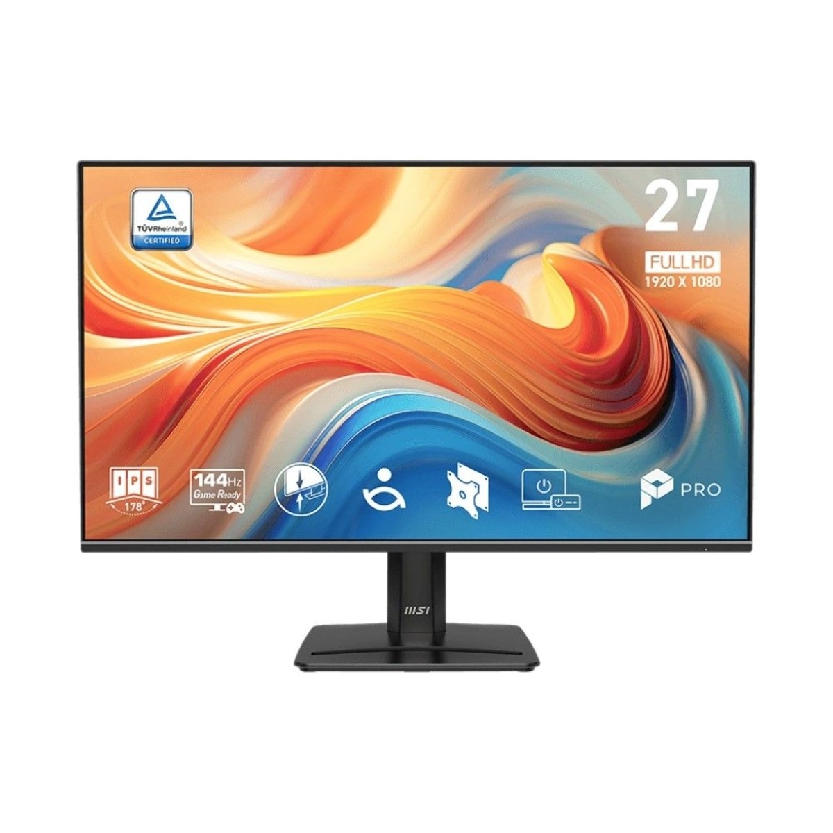 Монитор 27" MSI Pro MP271 E14A IPS 1920x1080, 144 Гц, 1 мс (MPRT), 16:9, 300 кд/м², VGA, HDMI 2.0, DP 1.2a, 3.5 Jack, динамики (2x2 Вт), HDR10, Adaptive-Sync, черный