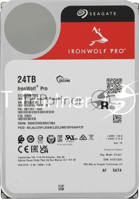 Жесткий диск HDD Seagate IronWolf Pro 24Tb 7200rpm SATA 512Mb 3.5"