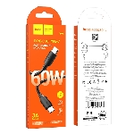 Кабель USB2.0 Hoco Type-C/Type-C, 3A, 60Вт, X96, 1м, черный, коробка