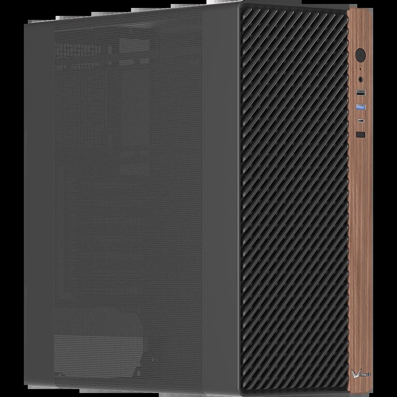 Корпус Formula V Line TimberLine T0 Black, ATX, wood+plastic front, TYPE-C*1, USB3.0*2, FRONT 3x120мм FRGB, REAR 1x120мм FRGB