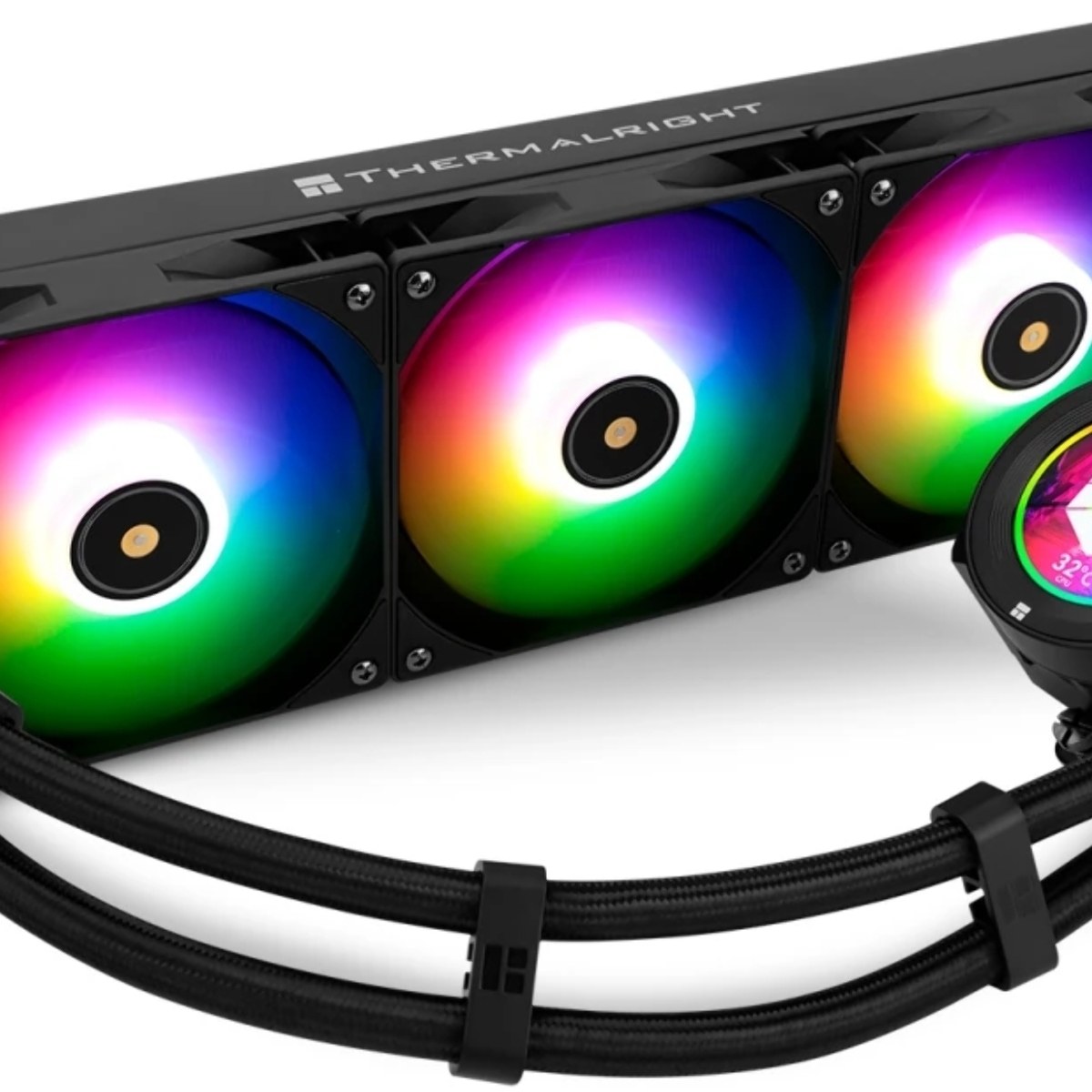 Система жидкостного охлаждения Thermalright Core Vision 360 (360mm, LED, Black, ARGB/Fans: 3x120mm, 72.37CFM, 27.7dBA, 2000RPM/Pump height 66mm, Rad thickness 27mm/S: 1700, 1200, 1851, 115X, 2011, 2066, AM5, AM4)