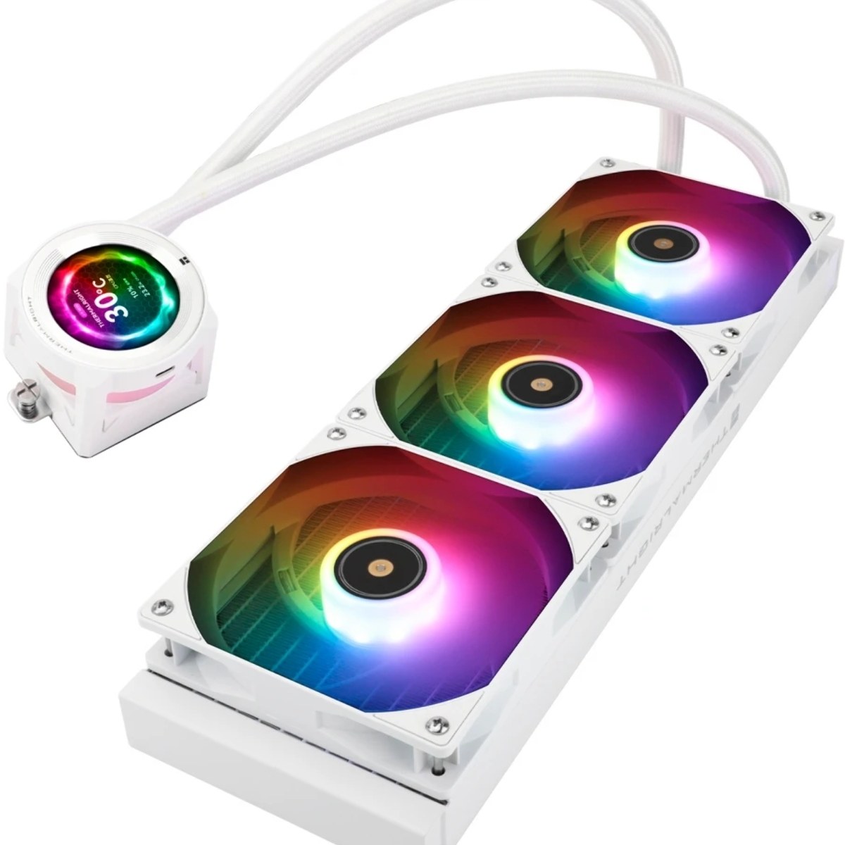 Система жидкостного охлаждения Thermalright Core Vision 360 (360mm, LED, White, ARGB/Fans: 3x120mm, 72.37CFM, 27.7dBA, 2000RPM/Pump height 66mm, Rad thickness 27mm/S: 1700, 1200, 1851, 115X, 2011, 2066, AM5, AM4)