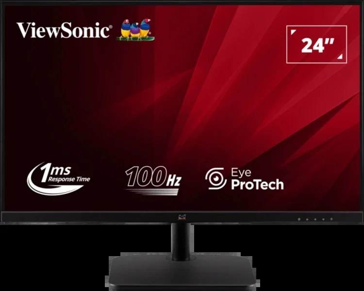 Монитор 23.8" ViewSonic VA2432-H-2 IPS 1920x1080, 75 Гц, 1 мс (MPRT), 16:9, 250 кд/м², VGA, HDMI 1.4, 3.5 Jack, HDR10, FreeSync, черный