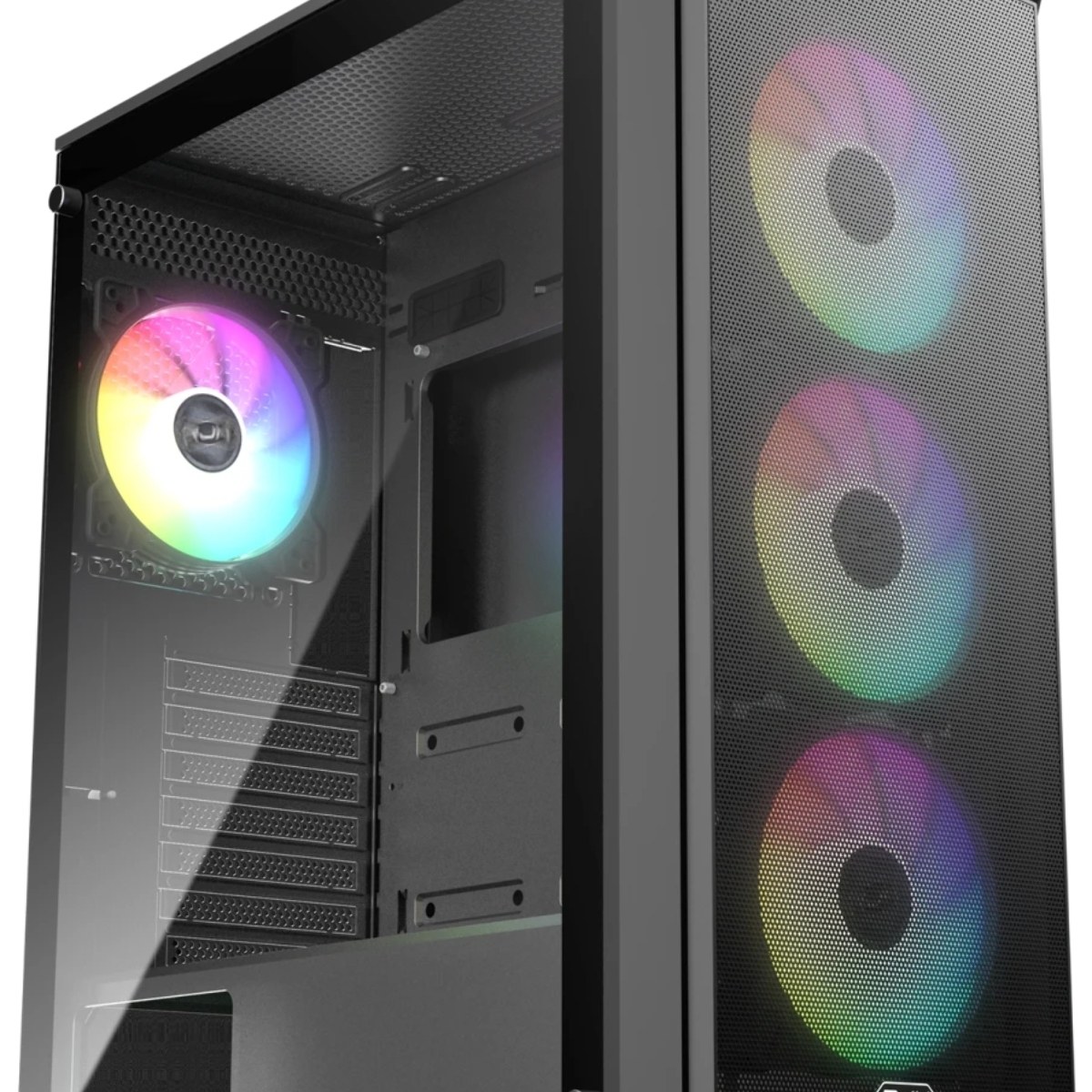 Корпус без блока питания Raijintek ARCADIA 41-MS4, Midi-Tower, TG, 1x120мм + 3x120мм ARGB, 2xUSB-A 3.0 + 1xUSB-C, ATX, mATX, mITX Black